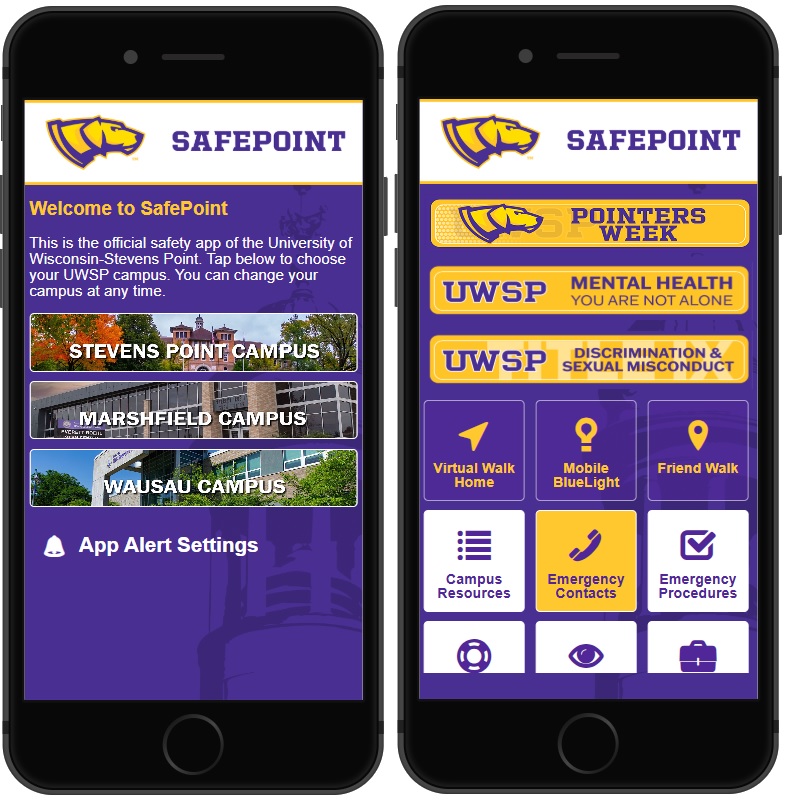 The new SAFEPOINT app offers the UWSP community information on safety, support services, campus resources and events.