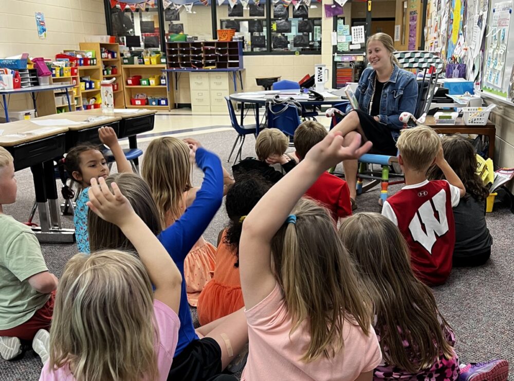 Stephanie Cook in her student teaching classroom.