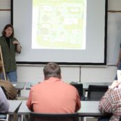 UWSP students share their plans for developing Heritage Park in Plover, working with the Portage County Historical Society.