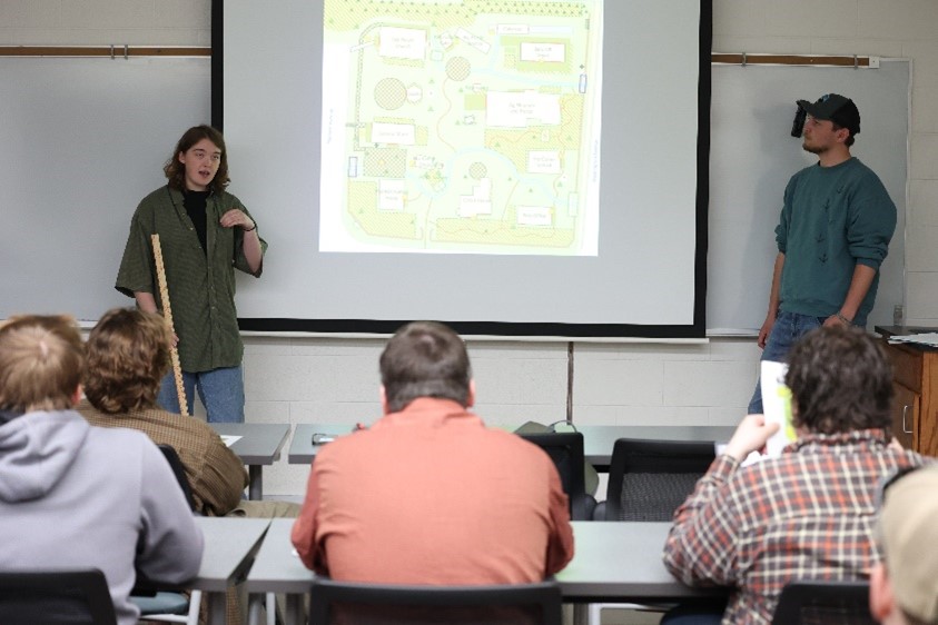 UWSP students share their plans for developing Heritage Park in Plover, working with the Portage County Historical Society.